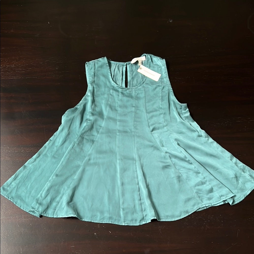 Anthropologie Green Sleeveless Boxy Blouse